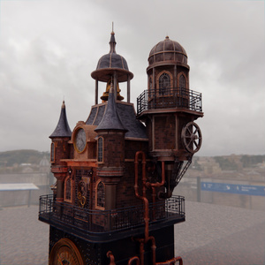 【Blender】 スチームパンク時計台【Steam Clock Tower】 缩略图 5