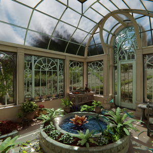 【Blender】クラシカルガラス温室 - Botanical Glass House 缩略图 5