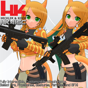 HK416C Assault Rifle | PhysBones / Gesture Controlled