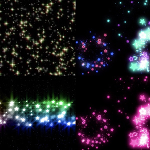 キラキラ星パーティクル 動画素材4点セット【星屑・花火風エフェクト／加算合成対応】FullHD MP4