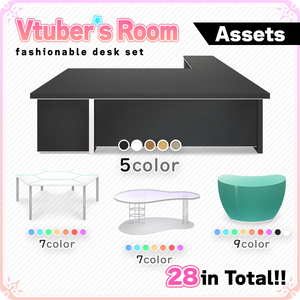 Fashionable desk set【Vtuber's Room assets】