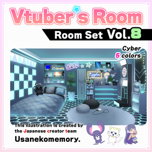 【Gaming＆Cyber】Vtuber Custom Room Set Vol.8【Background Created by Usanekomemory】