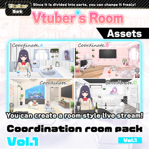 【Vtuber Custom】 Coordination room pack Vol.1【Background Created by Usanekomemory】