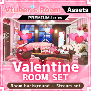 【Valentine Asetts】Valentine Room Set 【Vtuber's Premium Room assets】