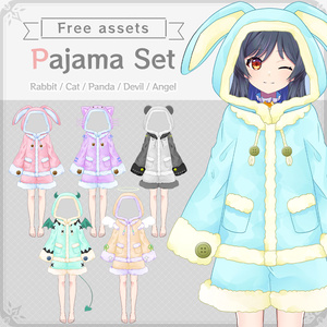 [Free] Cute Pajama Outfit Set [for VTuber / Live2D]
