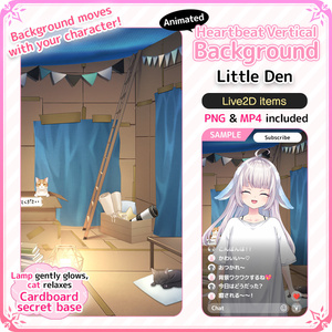 [Live2D Background] Animated Heartbeat Vertical Streaming Background – Secret Base Room 🐾 “Little Den”