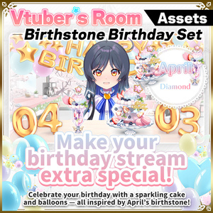 April Birthday Asset Pack – Diamond-Inspired Cake & Decorations