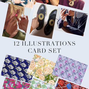手描きイラスト色紙＆ポストカード5枚セット【Postman】原画/オリジナル 手描きイラスト色紙＆ポストカード5枚セット【Postman】原画