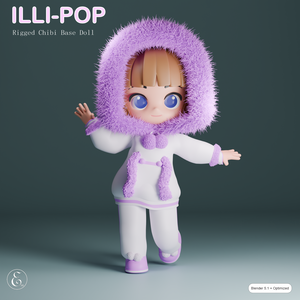 【Blender 3D】 Illi-Pop - Cute Chibi Doll Base Mesh / 3Dモデル ミニキャラ