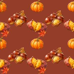 秋が旬の食べ物の背景素材　digital paper seamless pattern