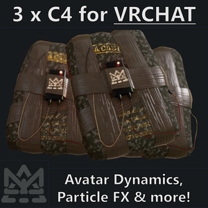 C4 Pack w/ Avatar Dynamics for VRChat - [VRChat, Avatar Dynamics, Weapon, Bomb, Military, Explosive]