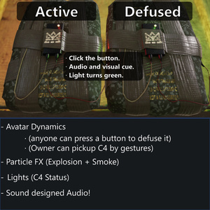 C4 Pack w/ Avatar Dynamics for VRChat - [VRチャット, アバターダイナミクス, 武器, 爆弾, ミリタリー, 爆発的な] 缩略图 3