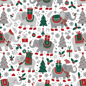 デジタルペーパー（サンタ象さんのクリスマス柄生地）