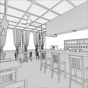 カフェ（喫茶店） 3Dモデル 缩略图 4