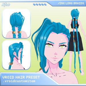 【VRoid】Hair Preset | Jinx Long Twin Braids | 三つ編みヘアプリセット