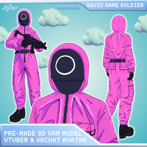 Squid Game Soldier Pre-made 3D VRM Model | VTuber & VRChat Avatar 【3Dモデル】