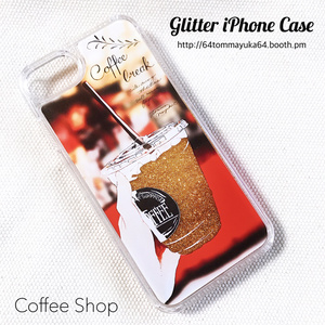 《SALE》グリッターiPhoneケース/コーヒーショップ