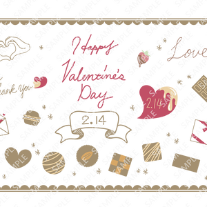 バレンタイン イメージの手描きアイコンセット