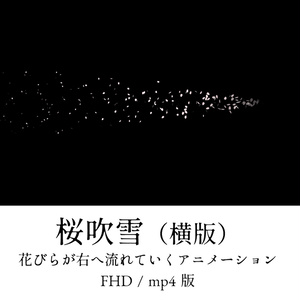 【動画素材】桜の花びらが横に舞い散る桜吹雪のエフェクトアニメーション動画