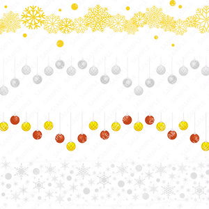 雪の結晶とクリスマスボールのオーナメント　イラスト【PNG透過/ベクター】