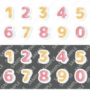 ぷっくりシール風の数字セット