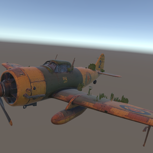 錆びたレシプロ戦闘機 3Dモデル｜廃墟・放棄表現向け（Unity対応）