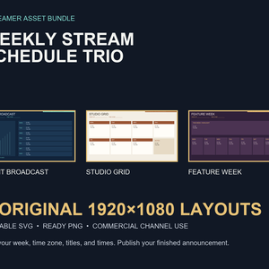 Weekly Stream Schedule Layout Trio｜VTuber・配信者向け週間スケジュールテンプレート