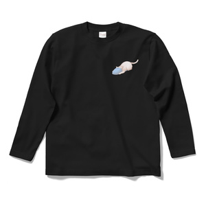 スリッパ猫/ロングスリーブTシャツ/ブラック