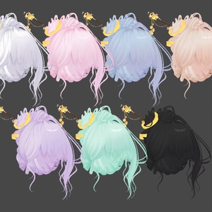 🌕Oriental Bun hair With🌼flower binyeo(花かんざし) [ VRC Hair ] 缩略图 4