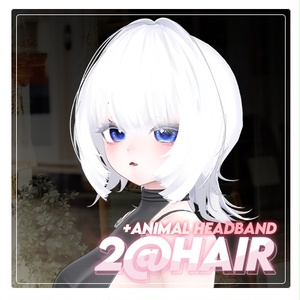 🐶 2A Hair 🐱 with けもみみ(ワンちゃん,ねこ) ヘアバンドㅡ 【 VRChat Hair 】 缩略图 3
