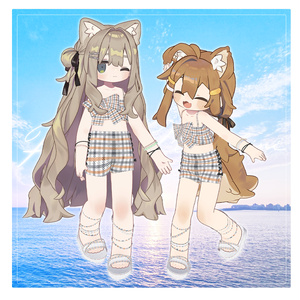 🌊Pastel check Monokini🌊  - 【 VRC Clothes 】 缩略图 3
