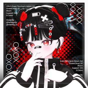 ❌グリッチ·ストリートピアス&ヘアピンセット❌  ㅡ 【 VRChat アクセサリー/ VRChat Accessories 】 缩略图 3