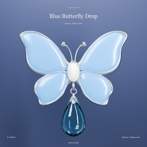 Blue Butterfly Drop｜青い蝶とクリスタルの雫の髪飾り【VRChat・PC／PhysBone】