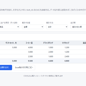 CSVかんたん集計｜文字化けしない・インストール不要のCSV集計ツール