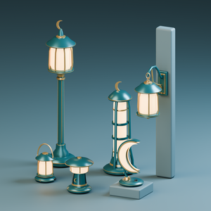 Moonlit Lanterns｜月夜の灯り 6点セット【3D小物 / Unity・FBX・Blender】