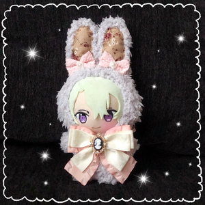 ぬい服 16cm 着ぐるみ リボン ねこ 黒 紫 レース - myfave - BOOTH