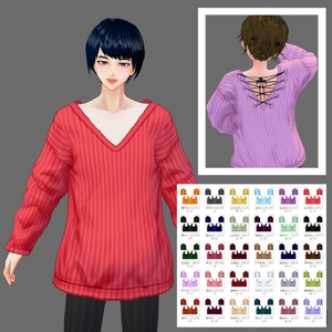 【Vroid】レースアップセーター(全30色/無料版あり)