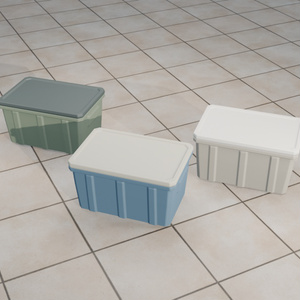 【VRChat / 3Dモデル】スタッキング収納ボックス 3色セット｜設定済みPrefab・GLB収録