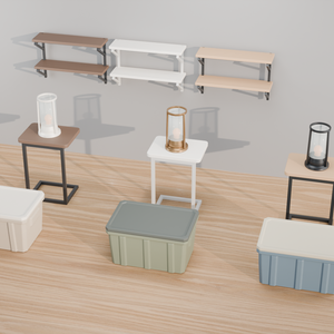 【3Dモデル / 4点・全12カラー】Room Essentials Vol.1｜家具・収納・照明セット｜Unity・VRChat / GLB収録