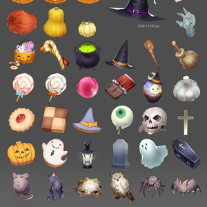ハロウィンをモチーフにしたゲームなどに使えるアイコン素材