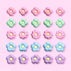 【無料素材】3Dレトロ花セット🌼【PNG素材】