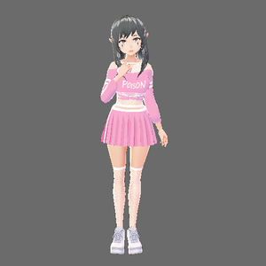 Pink and White Top With Skirt and Fishnets