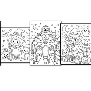 ハロウィン塗り絵 5枚セット｜幼児向け｜「Halloween Coloring Pages｜ A4 PDF 5枚