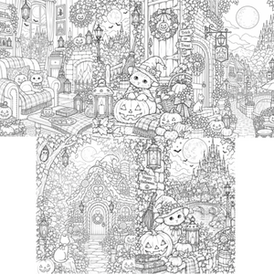 ハロウィンぬりえ 5枚セット ｜Halloween Coloring Pages｜A4 PDF 5枚