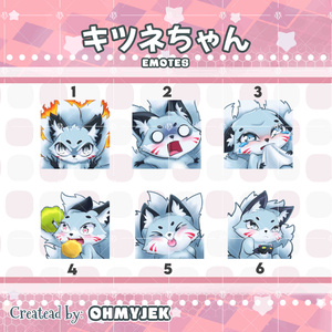 【YouTube・Discord・Twitch対応】可愛い キツネちゃん Emotes | 6 Cute Kitsune Emotes