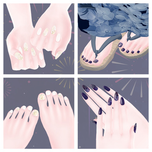 浴衣改変に！夏祭りネイル【シンプルジェルネイル -Simple Gel Nail-用テクスチャ】 缩略图 4