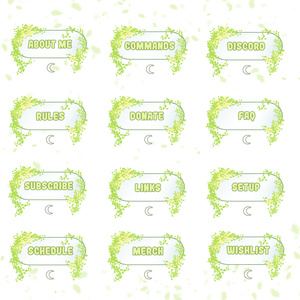 【Twitch Panels】Cute green leaves twitch panels