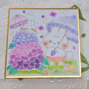 Miniature Shikishi A: Peach Pants and the Rainy Season