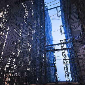 [ 3D SF ] Webtoon background set with stark dystopia's world - Sketchup