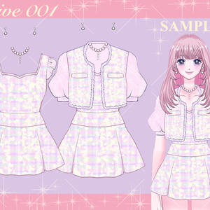 【VTuber衣装素材PSD】ツイードジャケットワンピース【Lunive001】